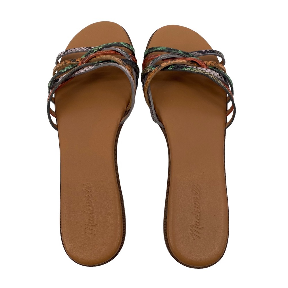 Madewell Tracie Crisscross Leather Snakeskin Embossed Slides 9 - Picture 8 of 11